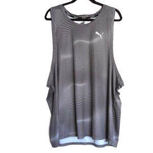 Puma Men's Run Tank Top Logo Stretch Gray & White EUC Sz XXL